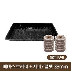 [한국원예자재] 베이스 트레이 + 지피 펠렛 33mm 10개 (육묘 수경재배 트레이), 1세트