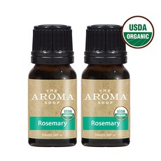 더아로마샵 USDA 유기농 에센셜오일 디퓨저 아로마테라피 숙면 힐링, 2개, 10ml, 로즈마리 유기농 에센셜오일
