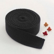 패션스타트 코튼 가방끈 스트랩 줄 에코백 컬러 웨이빙끈 25mm 1롤 (900cm), 1개, 블랙