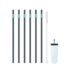 KLOWOAH Owala 709.8ml(24온스) 텀블러와 호환되는 교체용 빨대 브러시 1개 6개 팩 (그레이-오렌지), 네이비 블루