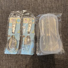 QDAD 316不鏽鋼兒童叉匙 短柄兒童吃飯湯匙叉子 便攜式環保餐具組 幼兒園國小低年級餐具, 貓咪316叉匙+收納盒, 1個, 單品