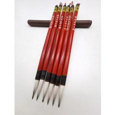 珠圓玉潤中楷毛筆 6支 老湖筆 手工刻字 動物毛料 出峰2.6-2.9釐米 口徑6.1-6.5毫米, 1個, 參考詳情頁