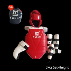태권도 보호 기어 풀 세트 실제 전투 장비 두꺼운 대회 무술 훈련 5 개, Height 175-185CM, 01 5Pcs Set