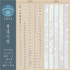RAYRAYGO 番茄醬少女 膠帶【時間有跡可尋】4款 雙材質 日付膠帶 拉條膠帶 邊框膠帶 手帳裝飾, 1個, 2.青漾行程