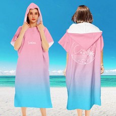 입는 물놀이 후드 비치타올 1P 판초 바스 타월 수건, 핑크서핑/ONE, 1개, 핑크서핑