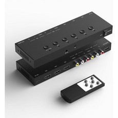 HDMI 변환기 VHS 복원 딩선 6포트 AV to 컨버터 입력 아날로그 신호를 디지털 출력 신호로 변환 16943 조절 내장 구형 비디오 게임기 PS Wii Xbox DVD, 2*RCA +3*HDMI to HDMI 변환기