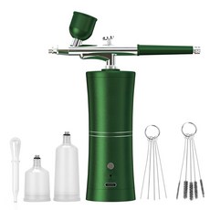 台中現貨 注氧儀 無線美容注氧儀 奈米噴霧補水儀 高壓噴霧美容儀器, 綠色＋清潔工具