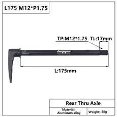 HEPPE MTB 도로 자전거 스루 액슬 12x142 12x148 퀵 릴리스 12x100 12x110 프론트 포크 샤프트 꼬치 자전거 스루 액슬 레버 포함, [13] L175 M12x1.75 TL17