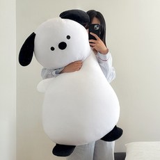 미뇽맨션 바둑이 바디필로우 귀여운 애착 대형 롱 쿠션 집들이 집순이 자취, 화이트