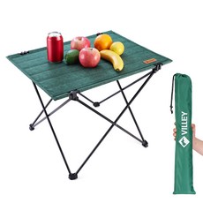 VILLEY 초경량 패브릭 접이식 캠핑 테이블 수납 가방 포함 백패킹용 피크닉용, 녹색