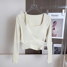 유니픽 여성 패드 긴팔 요가복 고급스러운 운동 탑 가을겨울 러닝 헬스 T셔츠CC