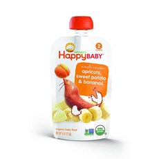 Happy Baby 심플 콤보 어린이 스무디 113g, 살구 + 고구마 + 바나나(Apricots + Sweet Potato + Bananas), 1개