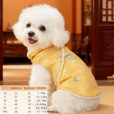 강아지 고양이 설날 한복 겨울옷 소형견 전통의상 반려동물 복장, XS, 화려한 노란색 새틴 치마 CW10