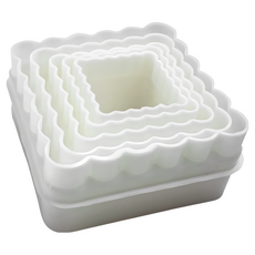 咕咕烘培 5入正方型雙面波紋餅乾切模組 - 正方形餅乾造型器/蔬果切割器, 白色, 1套