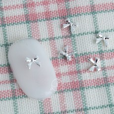 데코224 스마일 플라워 네일파츠, 5개, 2-실버