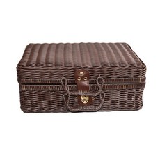 BB優選 藤編籃子 竹編禮品盒, 1個, 咖啡色,22*16*10CM