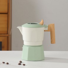 오스틱니 2026 NEW 초특가 커피 모카포트 이중 밸브 캠핑 커피포트 가정용 3bar 증압 에스프레소 추출기, M 모델 화이트 그린