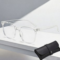하루투데이 블루라이트차단 안경 사각 뿔테 남자 여자 패션 초경량 + 케이스 안경닦이 포함