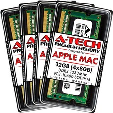 A-Tech 애플 iMac용 32GB (4x8GB) RAM (2010년 중반 27x2.54cm 4코어 2011년 중반 21.5/27x2.54cm) DDR3 1333MHz PC3, A-Tech 애플 iMac용 32GB (4x8GB) R