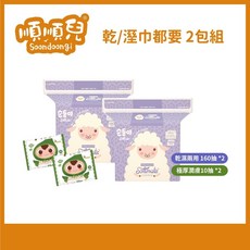順順兒 Softmate 乾濕兩用柔巾 2包組, 160片, 50gsm