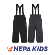 [백화점 매장판] 네파 키즈 베이직 스키팬츠 남아 여아 아동공용 스키 스노우보드 썰매 겨울 스포츠 방수 발수 기능성 스키복 멜빵바지(멜빵 탈부착 가능)