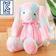 [까투리네] 보송보송 귀여운 무지개 토끼 애착인형, 분홍