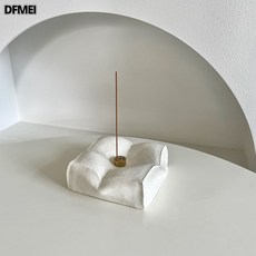 DFMEI 原創侘寂風豆腐狀陶瓷香插香盤茶室客廳線香座香託擺件首飾收納盤, 1個