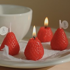 哄蛋糕草莓造型香氛蠟燭 手工香薰蠟燭 生日禮物/結婚小物/拍照道具, 1件, 小顆紅草莓（袋子裝包泡泡紙）