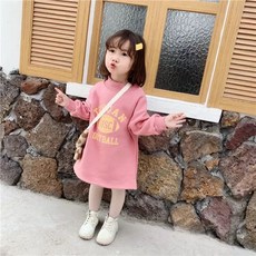 韓版兒童秋冬圓領長袖加絨連衣裙