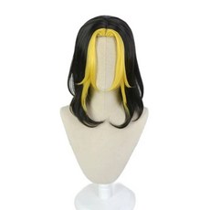 도쿄 복수 자 하임 카즈토라 코스프레 가발 퓨처 블랙 골든 긴 가발 도쿄 만지 내열성 헤어 가발 + 가발 캡, 싱글 사이즈