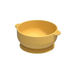 寶寶輔食碗硅膠勺子叉子套裝 吸盤碗 嬰兒學吃飯訓練餐具, 黃色【吸盤碗】, 1個
