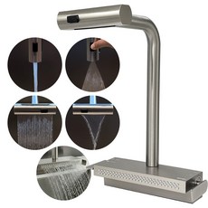 이팩스 5WAY 헤드 와이드 폭포수 싱크대 수전 무광스탠, 1개