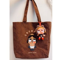 POP MART CRYBABY 燈芯絨托特包