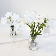 VITALO 납골당 미니어처 조화 화병 플라워 2개 1set, 화이트