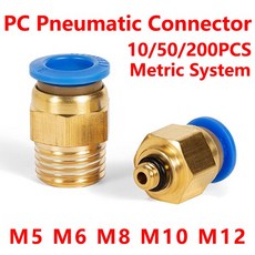 PC 공기 공압 피팅 퀵 커넥터 PC4-m5 4-M6 4mm 6mm 8mm 10mm 12mm 수나사 1/4 1/2 1/8 3/8 압축 호스 튜브, 15 PC6-M10x1, 03 10 PCS