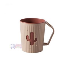 康奇妞 MAGASIN 仙人掌洗漱杯，卡通造型情侶刷牙杯，兒童家用水杯，大容量設計，45度傾斜瀝水, 1個, 仙人掌洗漱杯-粉色