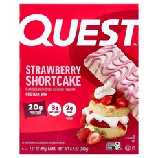 Quest Nutrition 프로틴바 스트로베리 쇼트케이크 바 4개 각 60g(2.12온스), 4 개, 60g