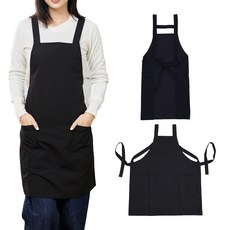 台灣製造 工業風工作圍裙 質感黑 雙層防水吸油 雙口袋設計 綁帶可調節, 1個