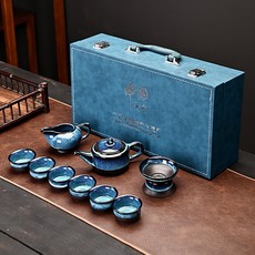 新中式整套窯變釉拉絲茶壺功夫伴手禮套裝天目禮盒茶具大套茶杯, 1個, 拉絲大套組款式1:如圖所示138