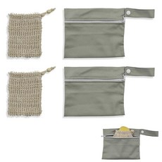 아오기지오 2세트 여행용 비누 바 케이스 - 가방 2개와 거품망 2개 방수 및 누수 방지 가방 천연 면-리넨 거품망 여행 캠핑용 휴대용 퀵 드라이, Aogigigio 여행용 비누 바 케이스 2세트 - 가, 1개