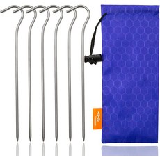 타이토 티타늄 셰퍼드 후크 텐트 말뚝 못 박는 다이아 3.0mm 길이 165mm 단 6.1G 6팩 실버, silver