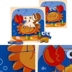 원목 베이비 첫퍼즐 해양동물 꽃게 돌봄센터장난감 창작 선물