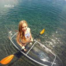 2인용 투명 카약 물놀이 카누 보트 레저 수상 바다 낚시배 래프팅 나룻배, 3. 싱글 + 알루미늄 프레임+패들 2.45m