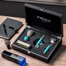 FREED 兩週年特仕款五刀式刮鬍刀豪華禮盒 - 湖水綠刻字生日禮物, 1個, 免費刻字(留言訂單備註區), 4