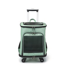 寵物外出拉桿包，可伸縮拉桿，透氣網袋，大容量, 果綠色（適合狗狗7kg內，貓10kg內）, 1個