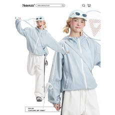 出行首選 連帽寬鬆戶外輕薄透氣蝴蝶結條紋防曬衣女夏季速乾運動防曬服外套