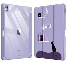 Fintie 아이패드 에어 11인치 M4/M3/M2 (2026/2025/2024) 5세대/4세대 (2022/2020) 10.9인치용 하이브리드 슬림 케이스 - 투명 뒷면 쉘, witchy room