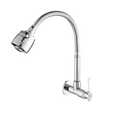 벽걸이 주방 단일 콜드 세면대 수도꼭지 로터리 믹서 스프레이, 7.크롬