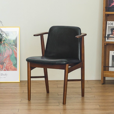 퍼니인어스 이지체어 고급 원목의자 팔걸이 편안한 카페 디자인 체어, 1개, 월넛+블랙