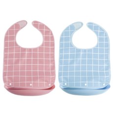 우아한클릭 방수 성인용 턱받이 벨크로형, 2개, 핑크+블루